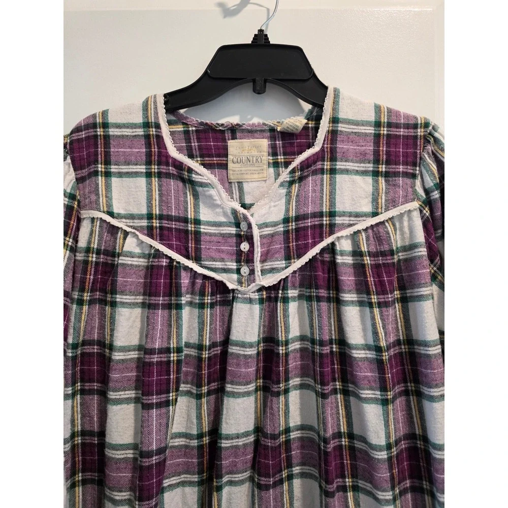 Women's sz S Erika Taylor Intimates Country Cottons Plaid Flannel Nightgown